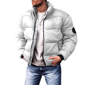 Coat Stand-up Collar Downcotton-padded Jacket Thickened Men's Cotton Jacket (Option: Grey-XXL)