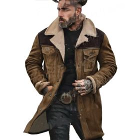 Suede Multicolor Jacket Multi-pocket Zipper (Option: Khaki-XL)