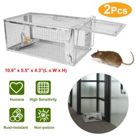 Humane Live Animal Trap, Galvanized Steel Mouse Cage Trap With Sensitive Gravity Pedal, Escape-Proof Design, Reusable Rodent Catcher For Home Yar (Option: 2pcs)