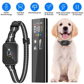 2-in-1 Dog Shock and Bark Collar Dog Training Collar with Remote 1/2/3 Collars(Options) Rechargeable IP68 Waterproof with 3 Channels for Medium a (Option: With 1 Collar)