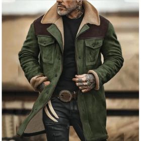Suede Multicolor Jacket Multi-pocket Zipper (Option: Green-2XL)