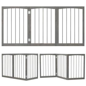 63" x 30" Gray Wooden Pet Fence (Option: Default Title)