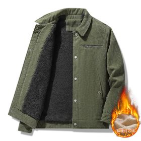 Winter Slim Retro Lapels Thick Corduroy Jacket (Option: Army Green-4xl)