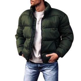 Coat Stand-up Collar Downcotton-padded Jacket Thickened Men's Cotton Jacket (Option: Army Green-XL)